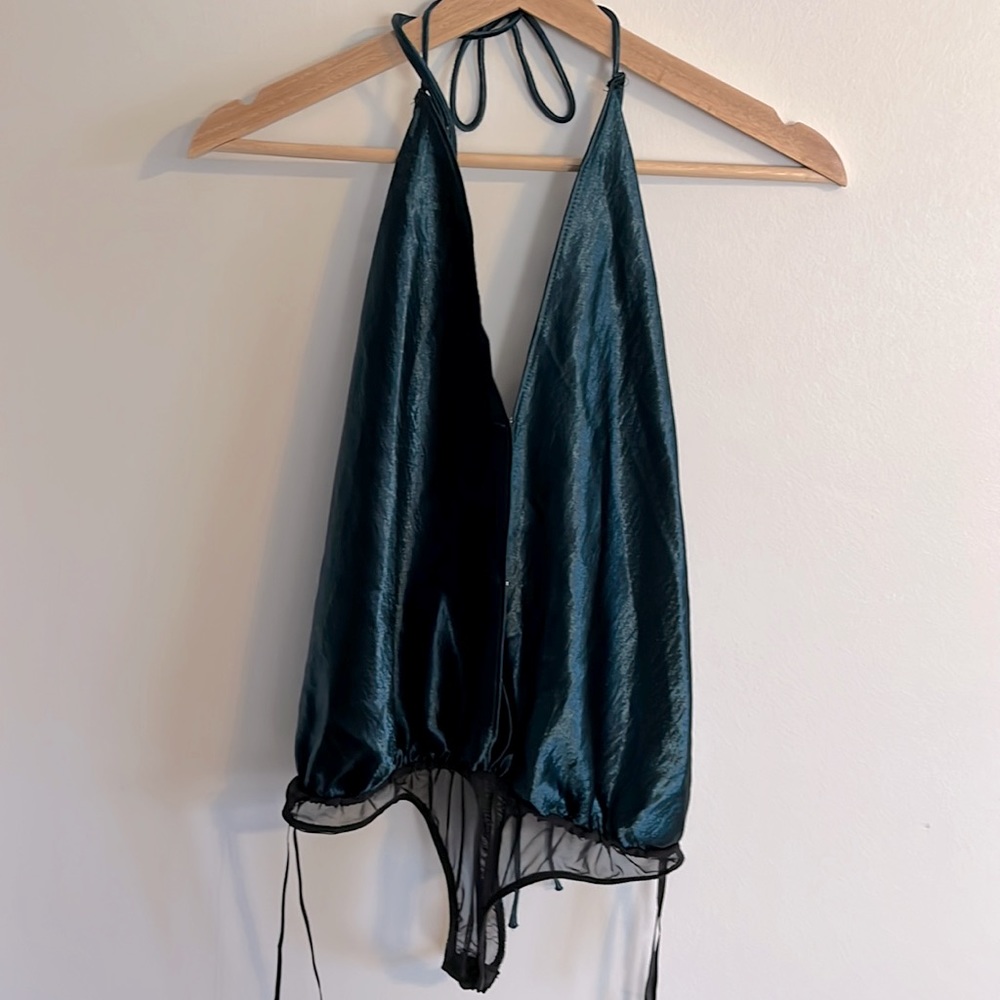 Free people intimately backless teal halter bodysuit size S